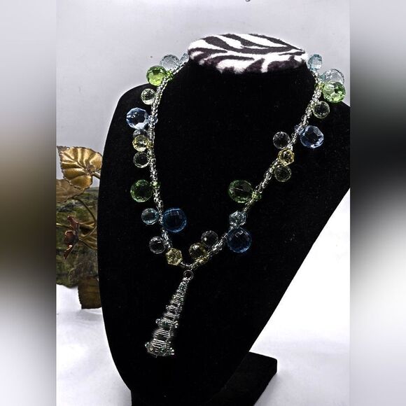 "5/$25" Whimsical Bauble Bead Silvertone Pendant Charm Toggle Necklace - Picture 1 of 1